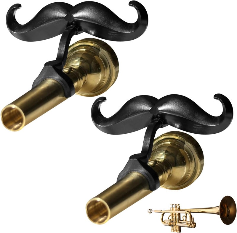 Samorillo [2 Pack] Clip-On Mustache For Trumpets & Trombones - Includes Protective Case - Fits All Small Shank Mouthpieces - Perfect Accessory For Young Musicians - Mouthpiece Not Included - Image 1
